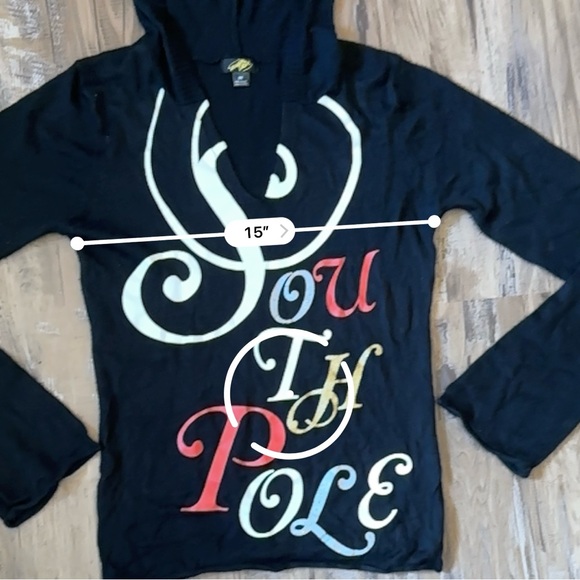 VTG Y2K 2000s Cashmere Like Black Southpole Studded Hoodie Sweater - Picture 8 of 9